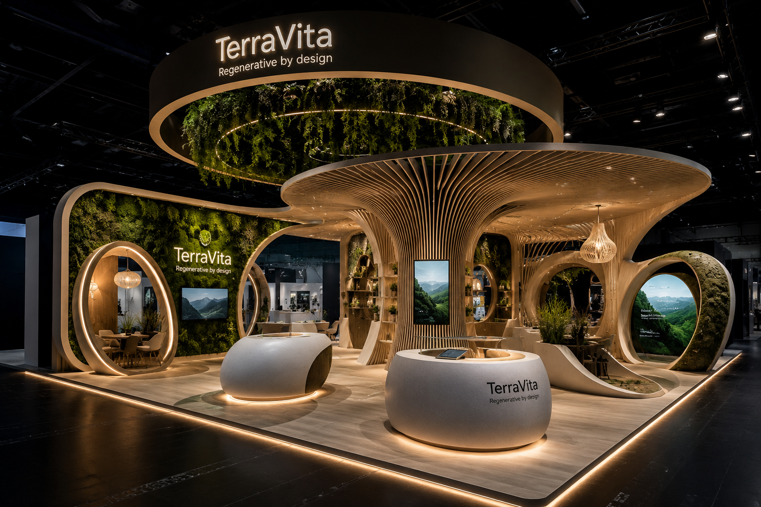Experiential, eco-friendly exhibition concept — TerraVita regenerative biophilic brand environment