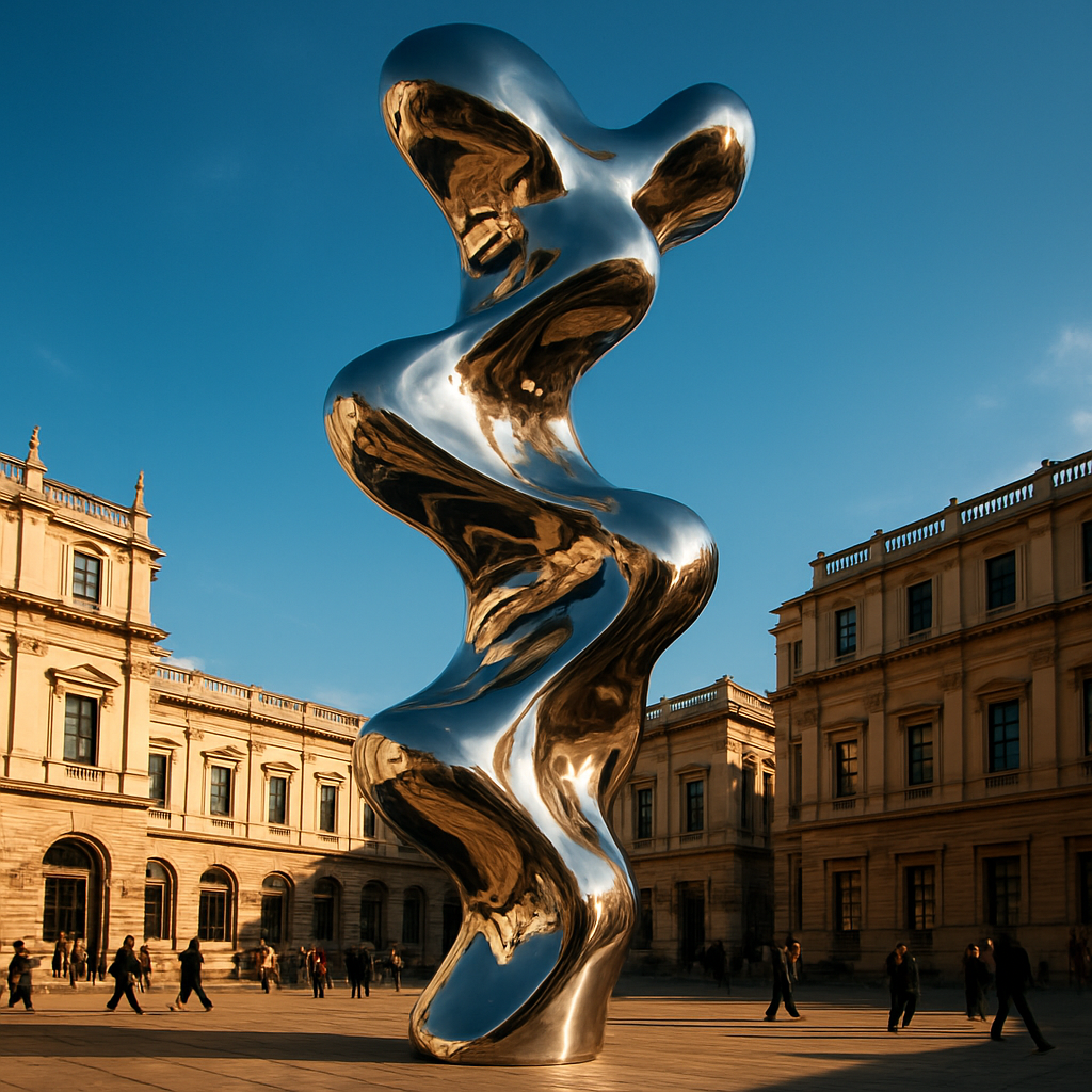 Public art installation at dusk