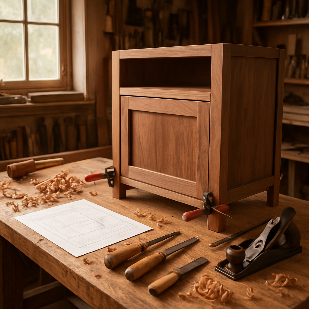 Craftsman workshop with furniture in progress